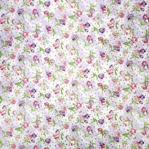 Lilac Cotton Tulip Garden Fabric by Ro Gregg, Fabric Remnant 67×41 In.